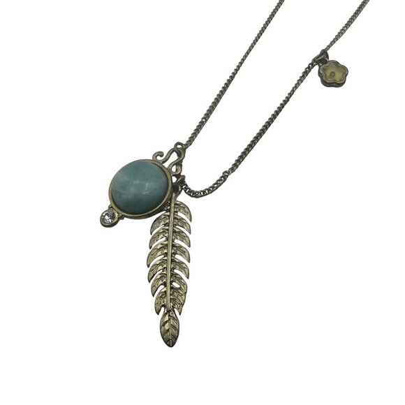 Antique Brass Necklace Matt 17:20 Stone Feather Mustard Seed Charms - Picture 2 of 6